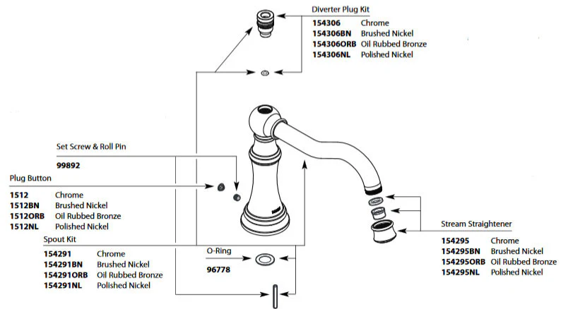 Weymouth Chrome Roman Tub Diverter Spout Kit - Image 6