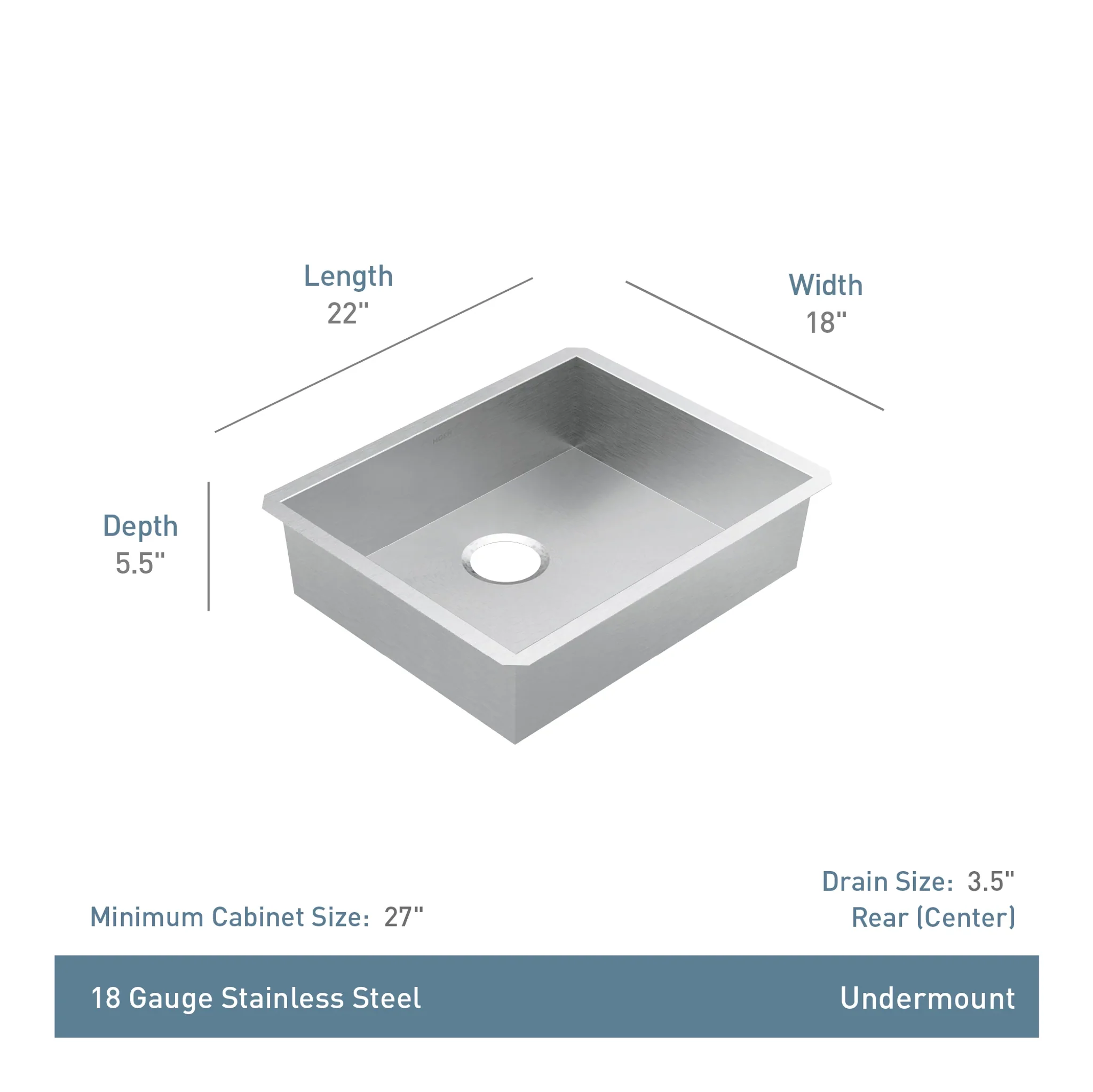 Prep 22" Stainless Steel Undermount Single Bowl Sink - Image 4