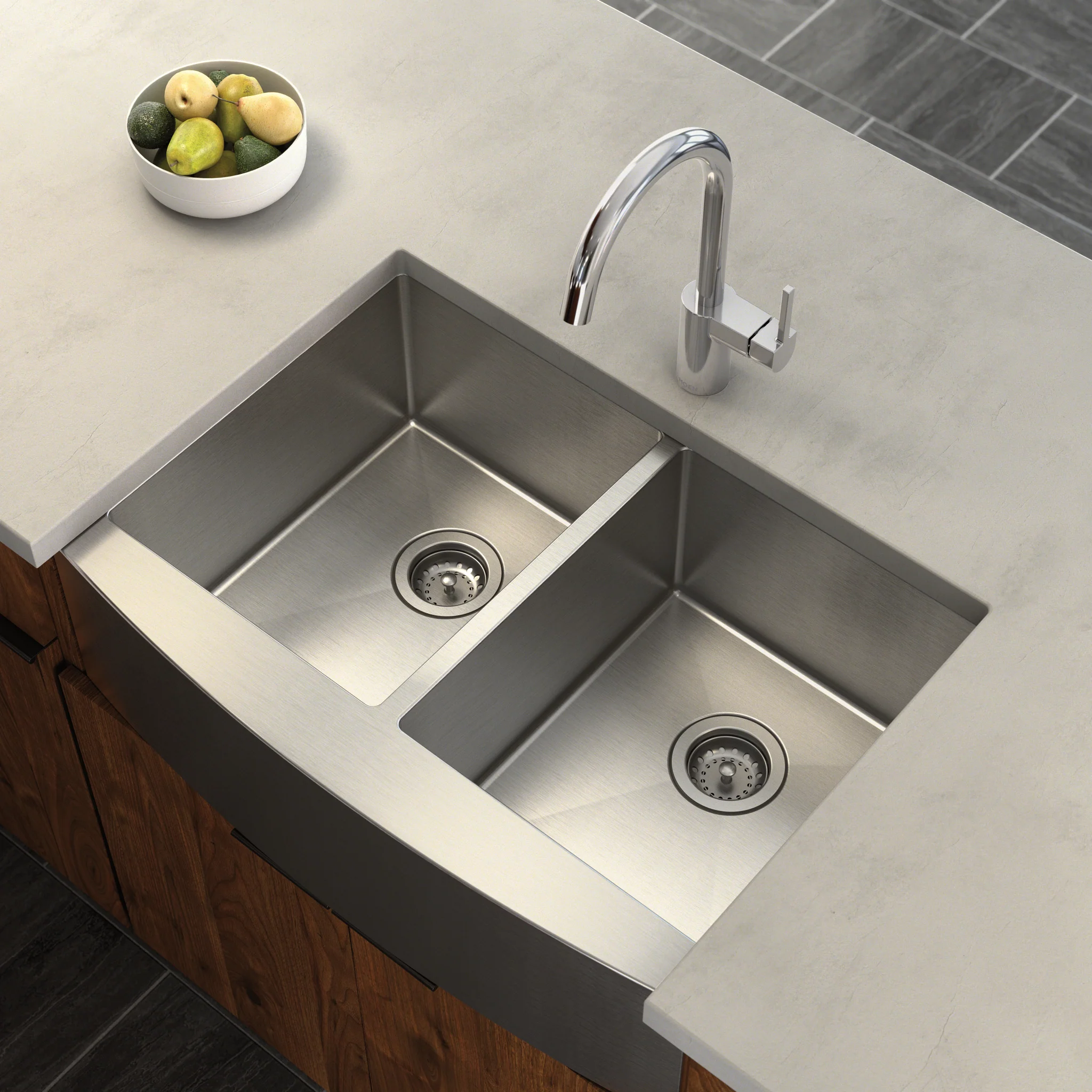 Prep 30" Stainless Steel  Undermount Apron Front Double Bowl Sink - Image 5