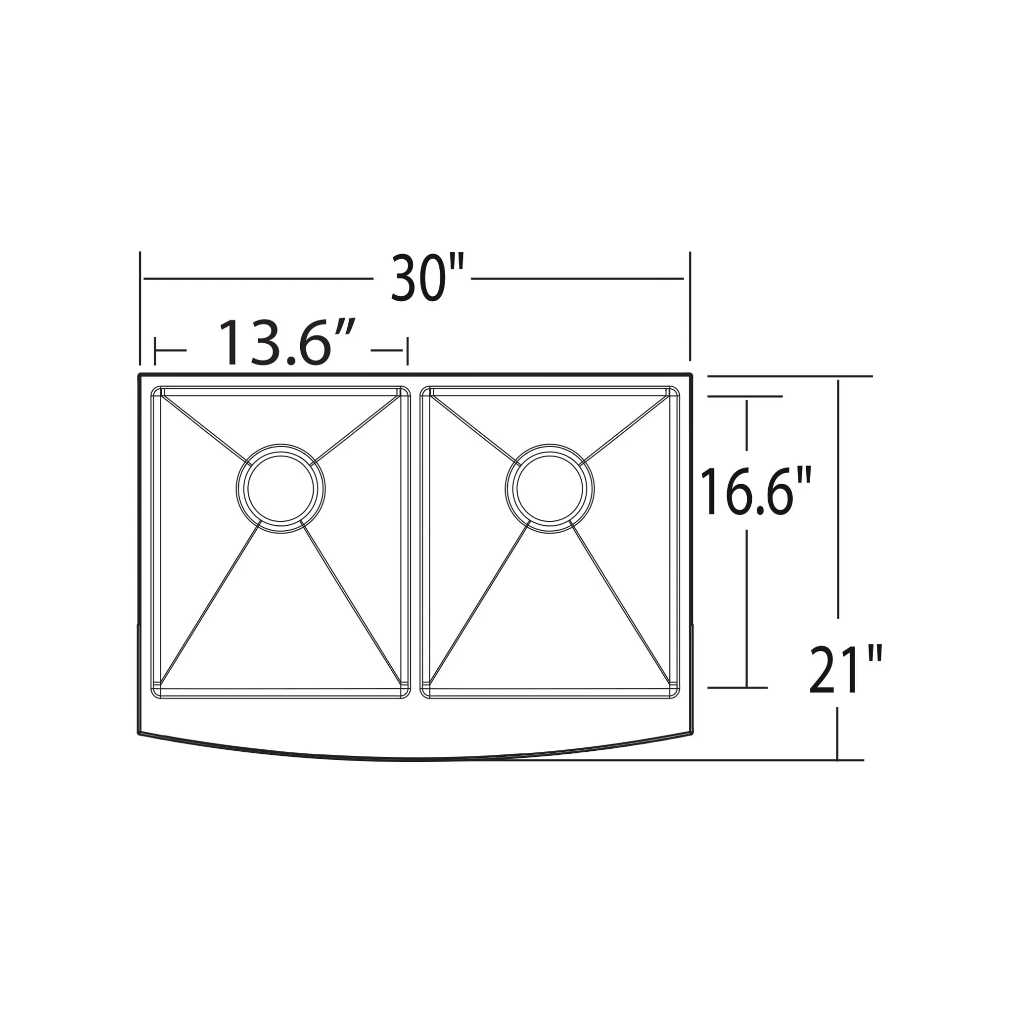 Prep 30" Stainless Steel  Undermount Apron Front Double Bowl Sink - Image 7