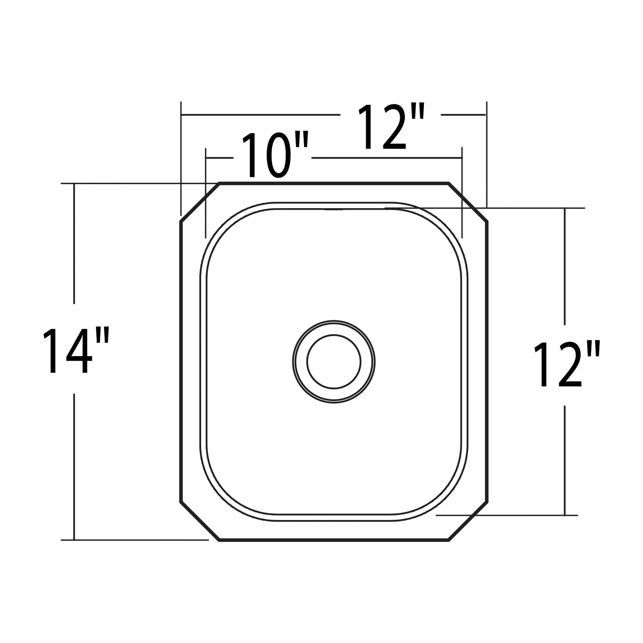 DISCONTINUED 2000 Series 12"x14" stainless steel 20 gauge single bowl sink - Image 2